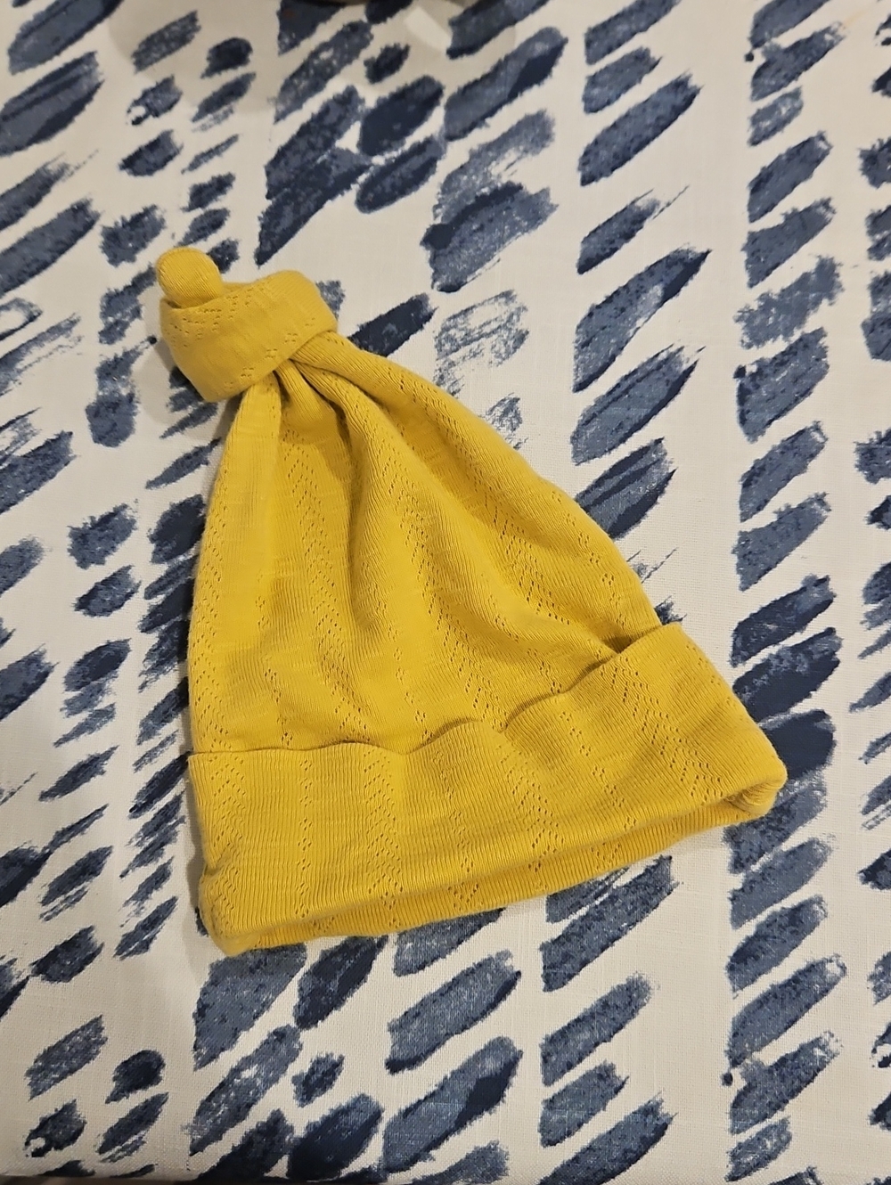 kate quinn Yellow Top Knot Baby Hat